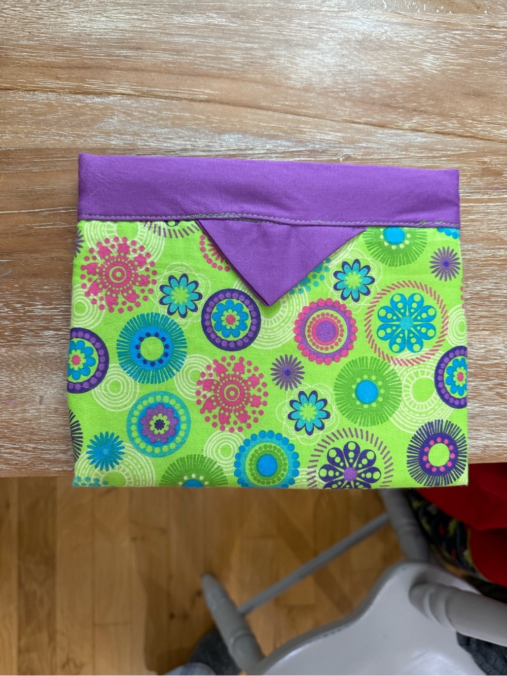 Bright Floral Makeup Organizer Pouch in Green and Purple